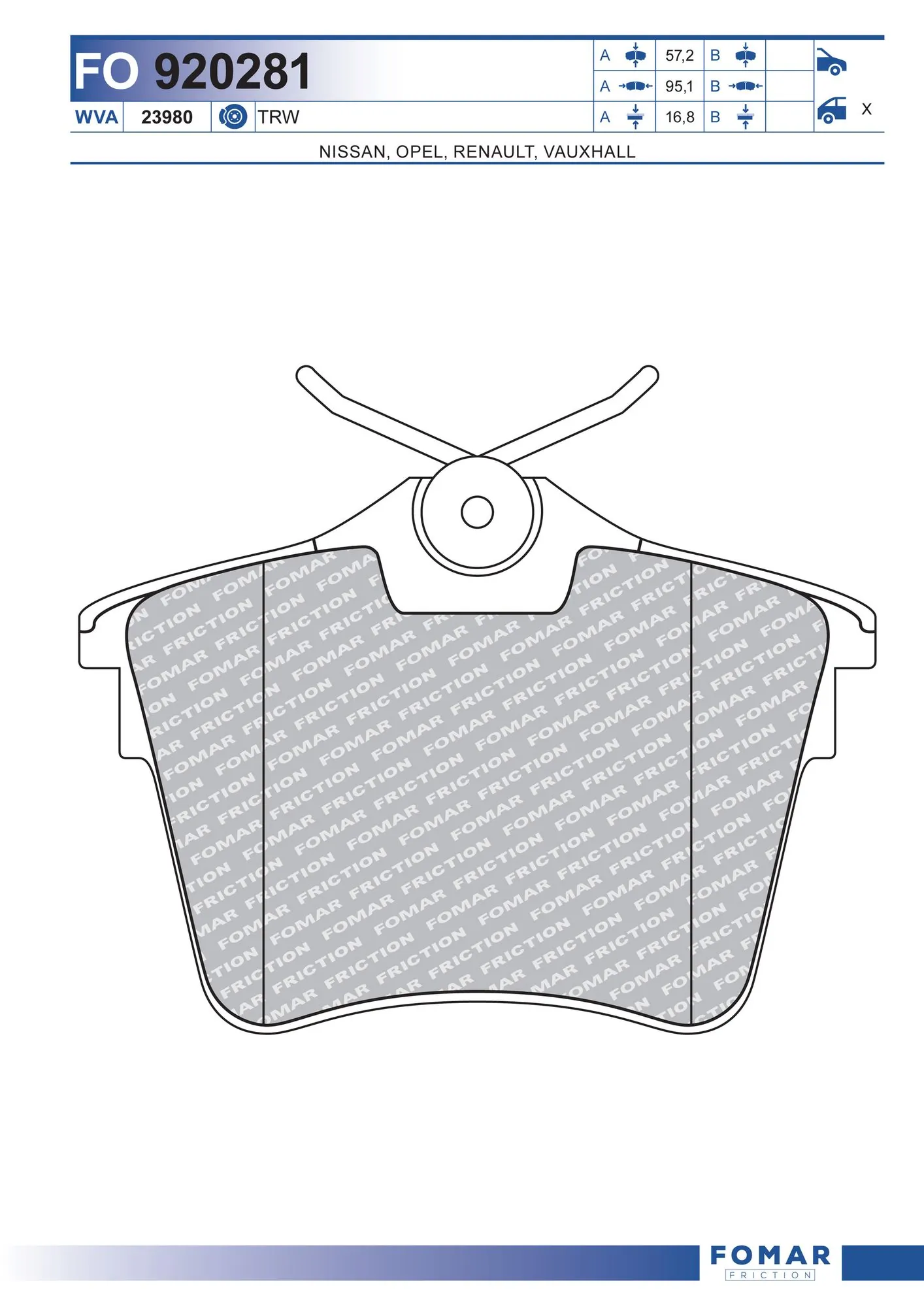  Sapatas do freio traseiras de disco Renault Trafic III plataforma a bordo (EG) (2014 - 2026) III