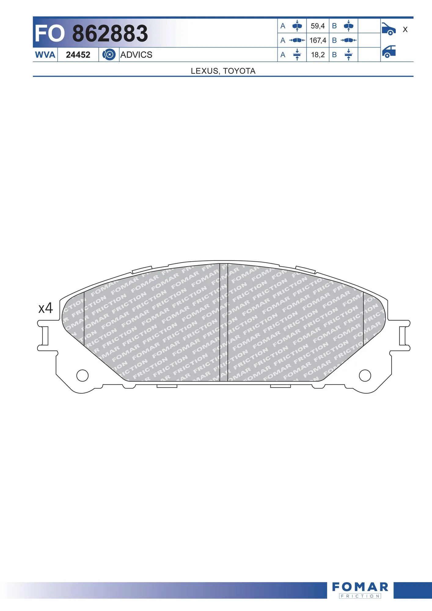Колодки Lexus RX 270/350/450H внедорожник (AGL10, GGL15, GYL15) (2008 - 2015) цена, от 105.25 USD