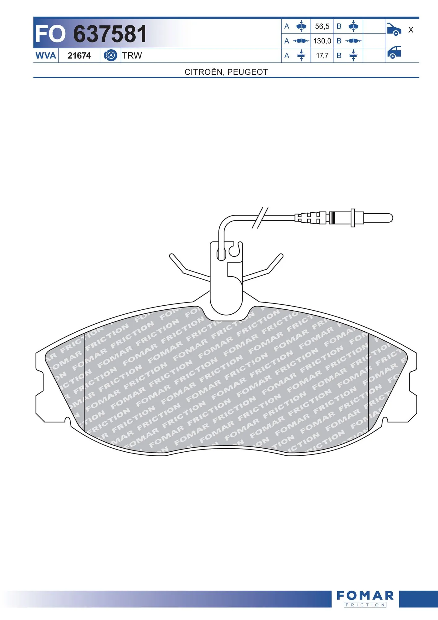 Sapatas do freio dianteiras de disco para Peugeot 406  8B
