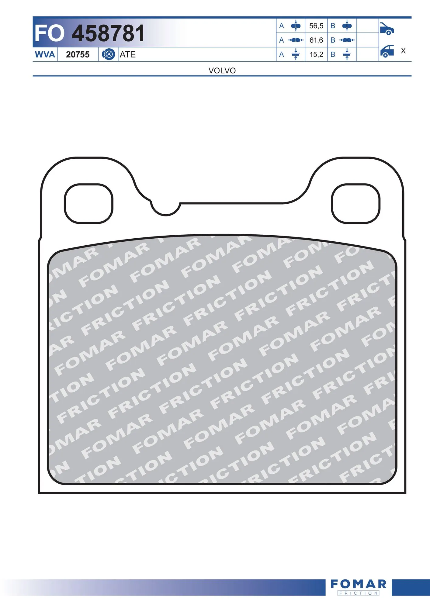 Колодки тормозные дисковые комплект на Volvo 740  744