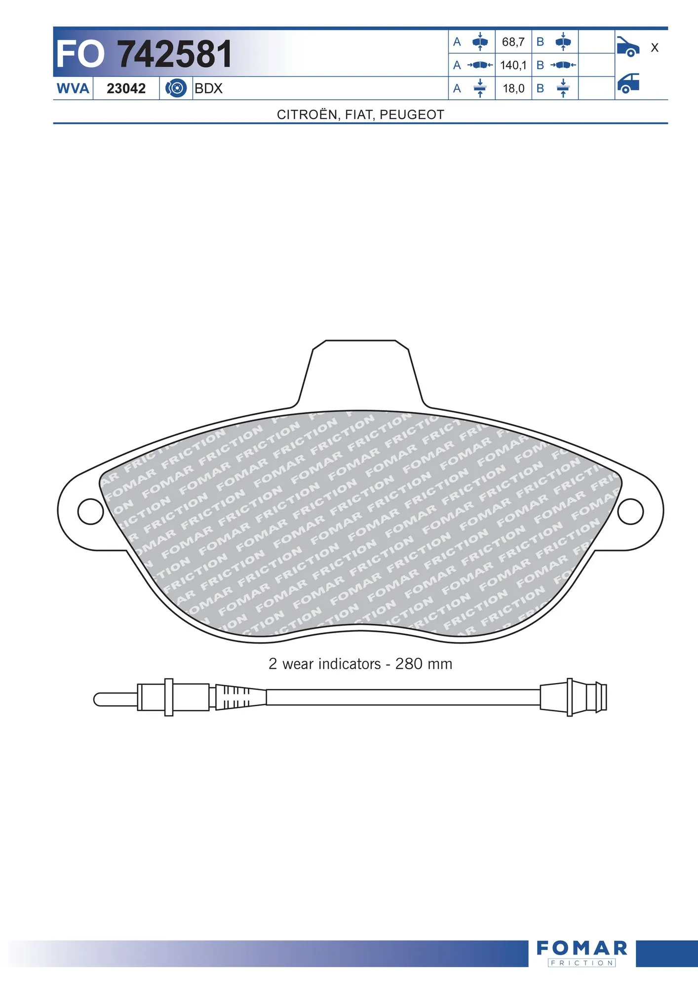 FVR1002 Polcar Колодки передние