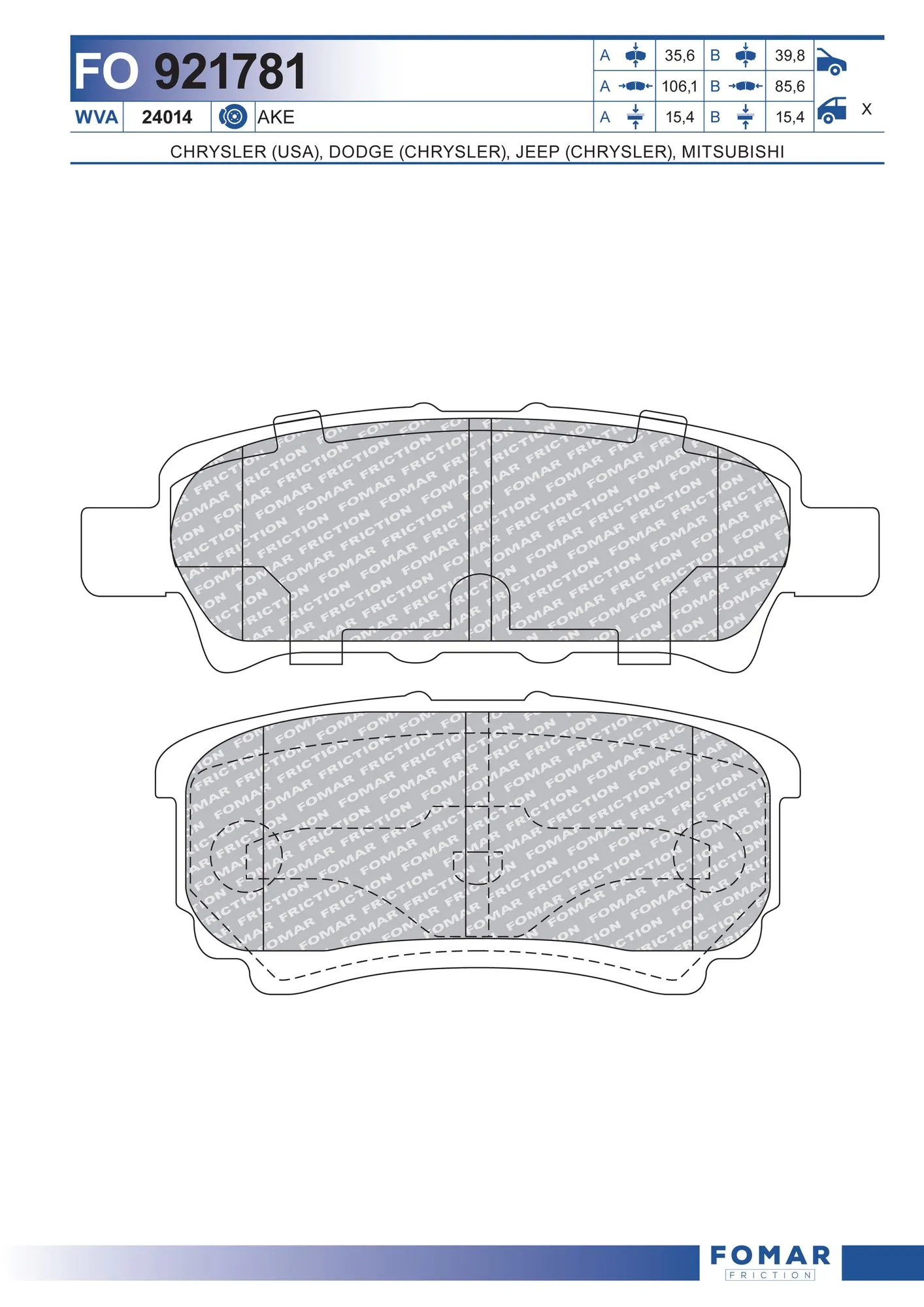 Sapatas do freio traseiras de disco Mitsubishi Outlander I CU