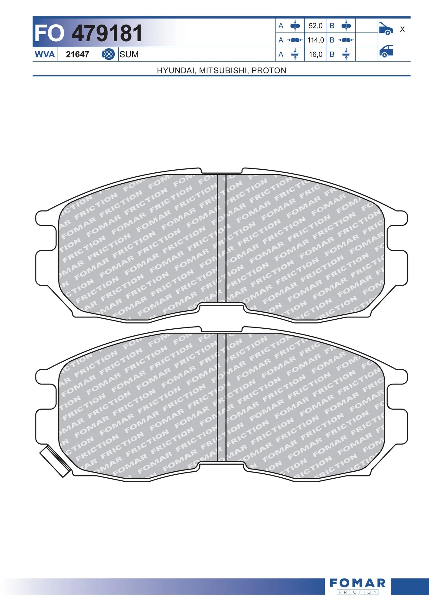 MB895072 Chrysler Колодки передние