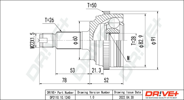 Junta homocinética externa dianteira Honda Civic 7 EU, EP, EV