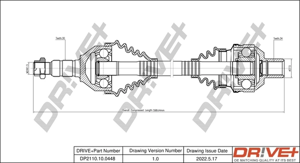 Правая полуось BGADS9520R BGA