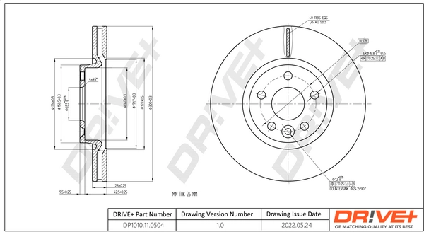 Disco do freio dianteiro Volvo S80 2 AS, AR