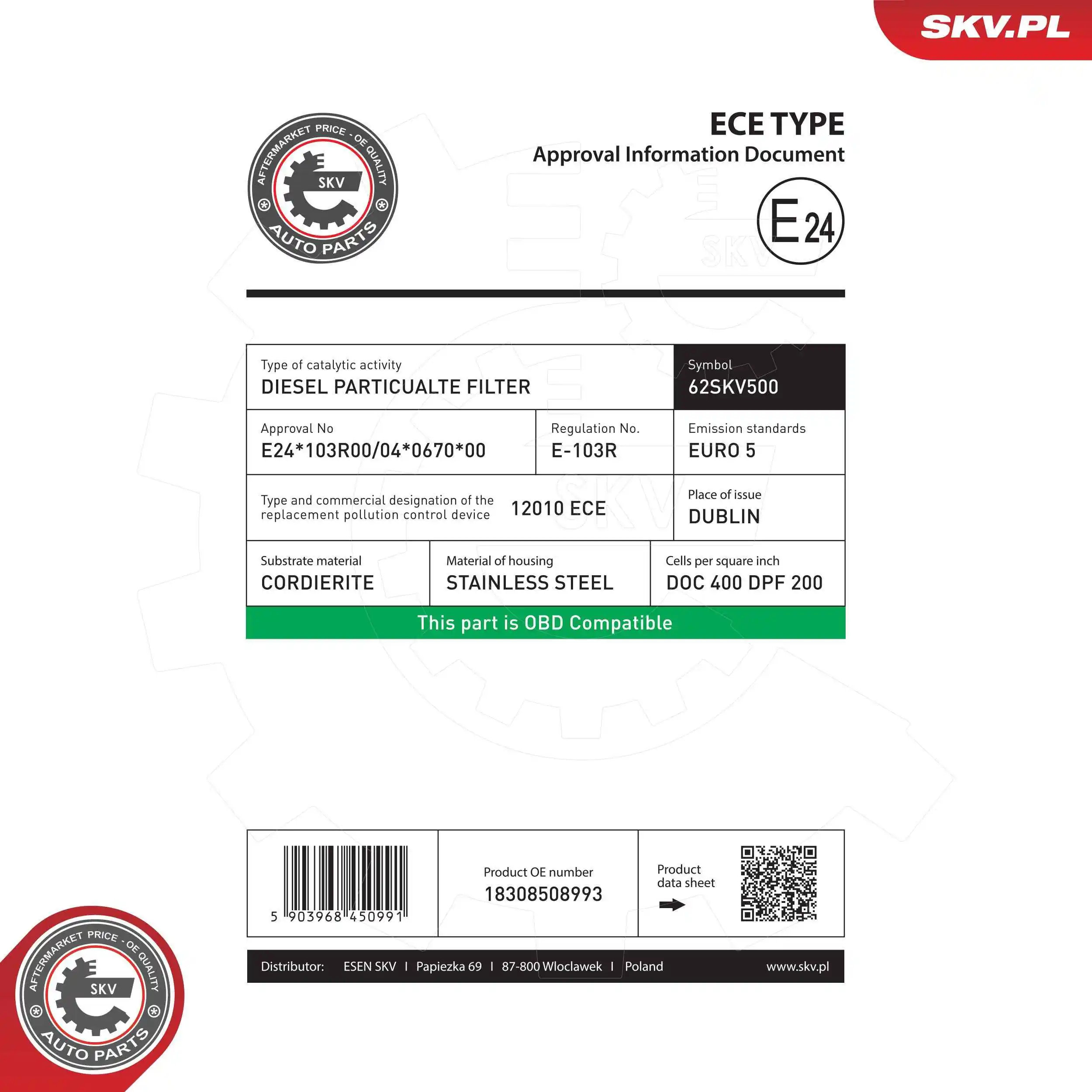 DPF-фильтр SKV 62SKV500