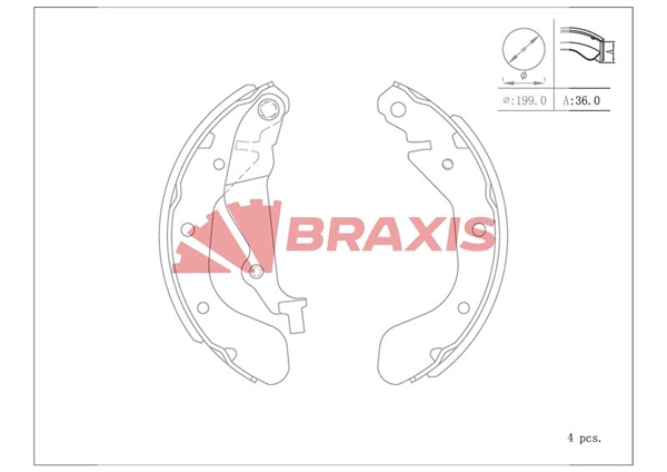 Zapatas de frenos de tambor traseras AC0124 Braxis