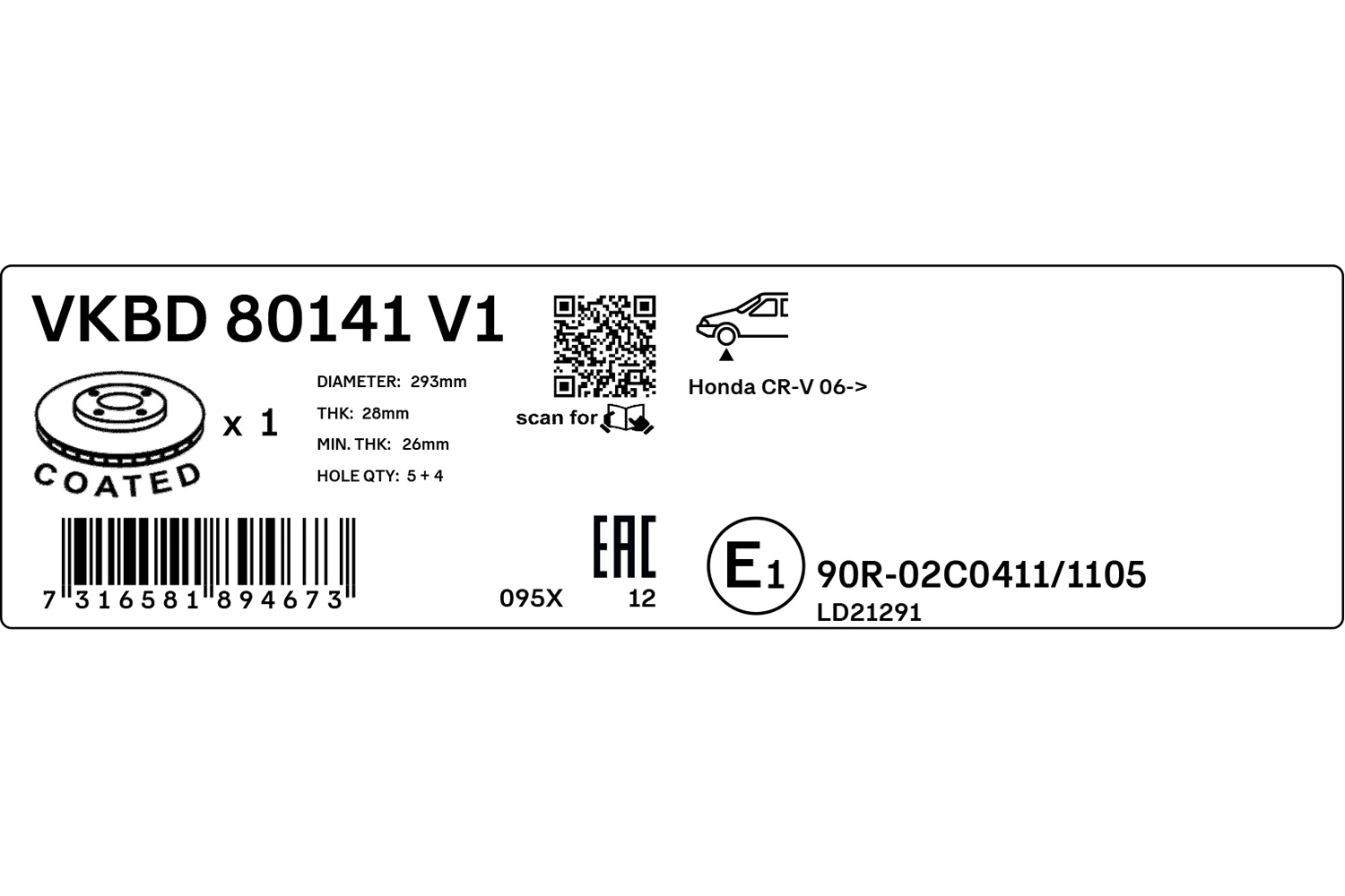VKBD80141V1 SKF Диск тормозной передний