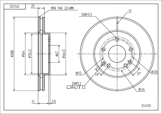 Disco do freio dianteiro Mercedes C CL203