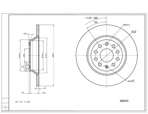 Disco do freio traseiro Volkswagen Passat 3G2, CB2
