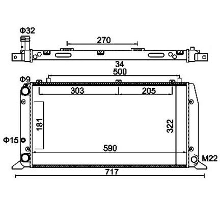  Radiador de esfriamento de motor Audi 80 B3 sedan (89, 89Q, 8A) (1986 - 1991) B3