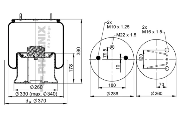 Пневмоподушка задняя Continental/Siemens 813MB