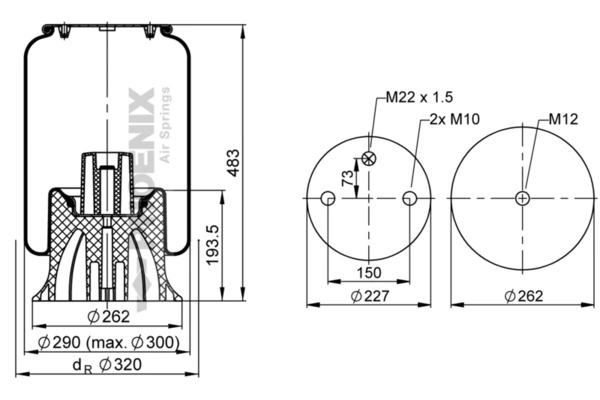 Пневморессора моста Blacktech RML75269