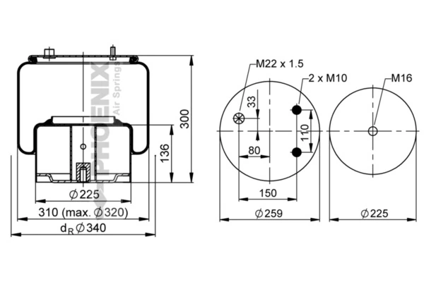 Пневмоподушка/пневморессора моста заднего Blacktech RML7947C10 цена, от 74.68 USD