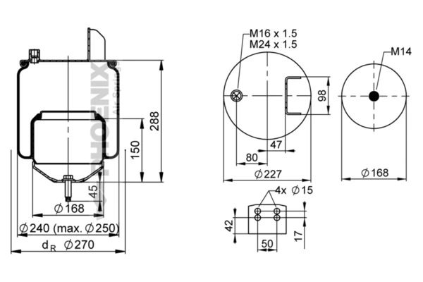 Пневмоподушка (пневморессора) моста RML77529 Blacktech