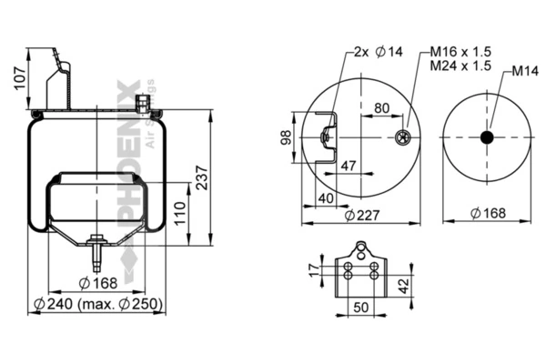 Пневморессора моста Blacktech RML76420C