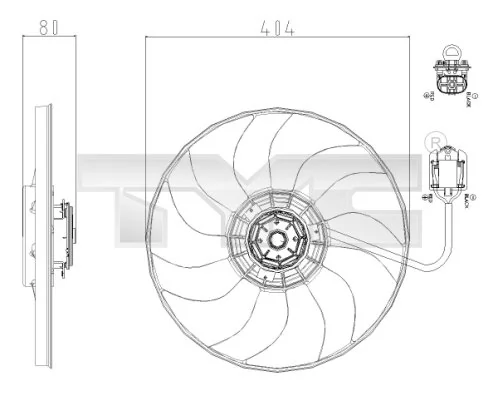 Ventilador elétrico de esfriamento montado (motor + roda de aletas) Opel Astra