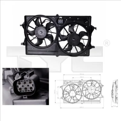 Ventilador elétrico de esfriamento montado (motor + roda de aletas) Ford Focus 1 DFW