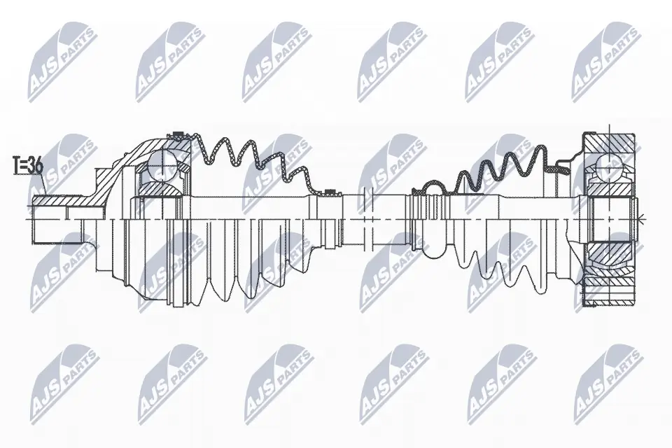 NPWVW172 NTY Полуось передняя левая