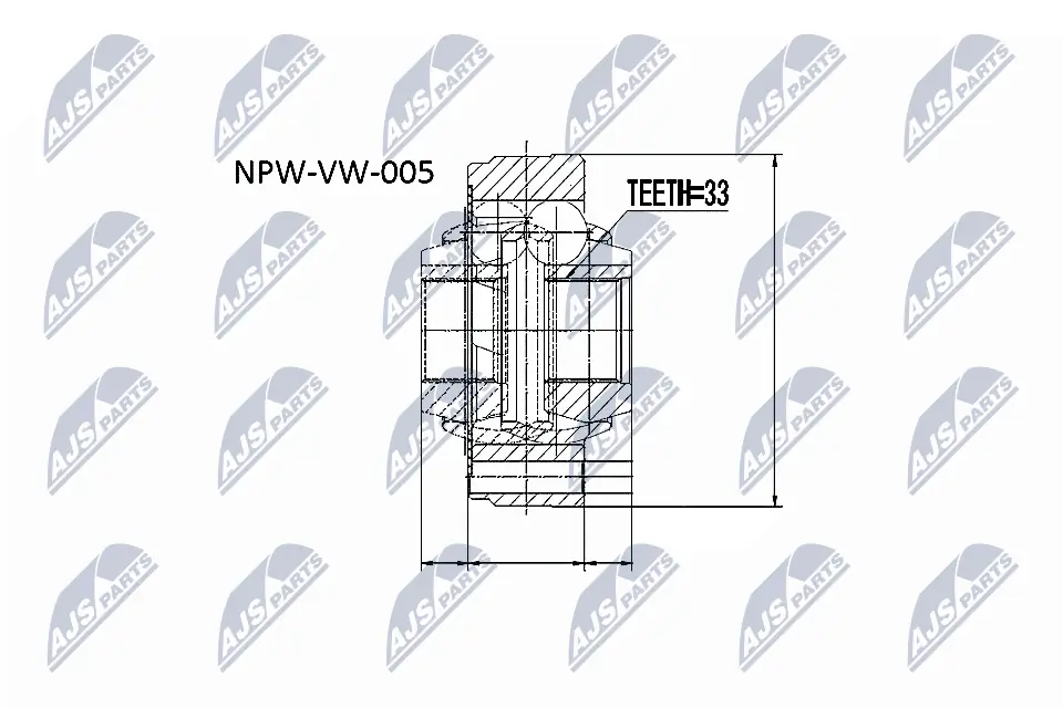 NPWVW005 NTY ШРУС внутренний, передний