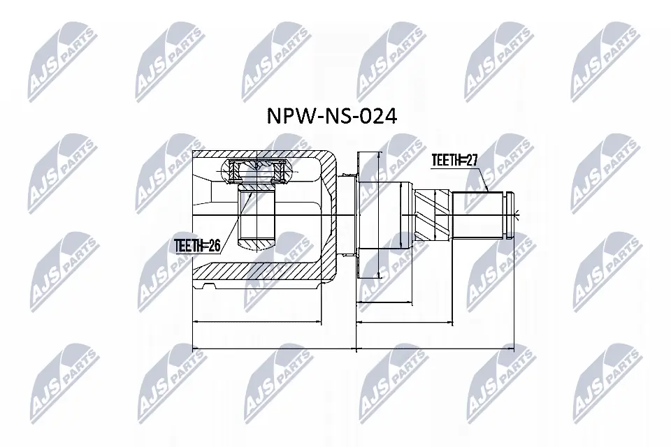 NPWNS024 NTY ШРУС внутренний, передний