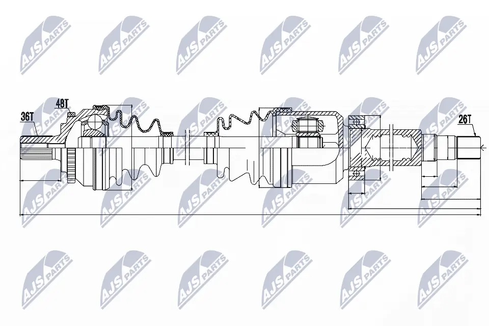 BB1582 Posterparts Полуось передняя, правая