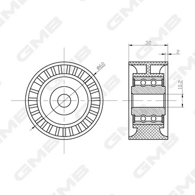 Rolo parasita da correia do mecanismo de distribuição de gás Peugeot 206 2A/C