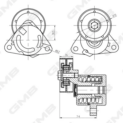 Роликовий модуль натяжителя ремня GMB GAT30530 цена, от 30.56 USD