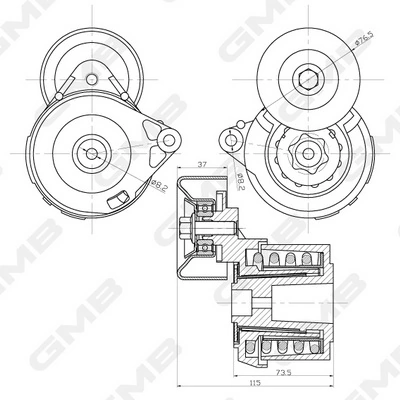 Роликовий модуль натяжителя ремня GMB GAT31710 цена, от 38.57 USD