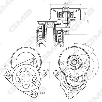 Роликовий модуль натяжителя ремня GMB GAT31580 цена, от 34.21 USD