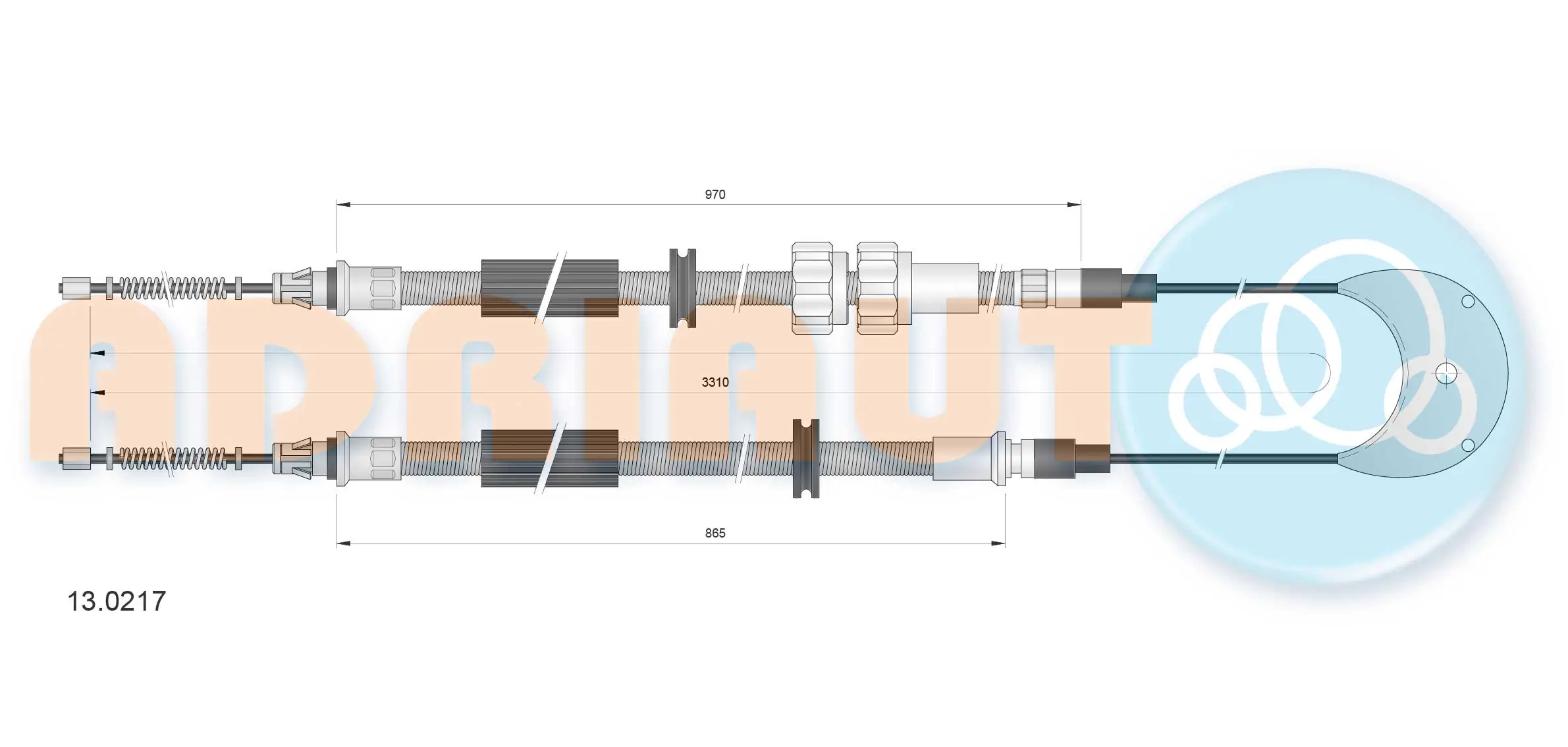 Трос ручного тормоза задний, правый/левый Adriauto AD130217