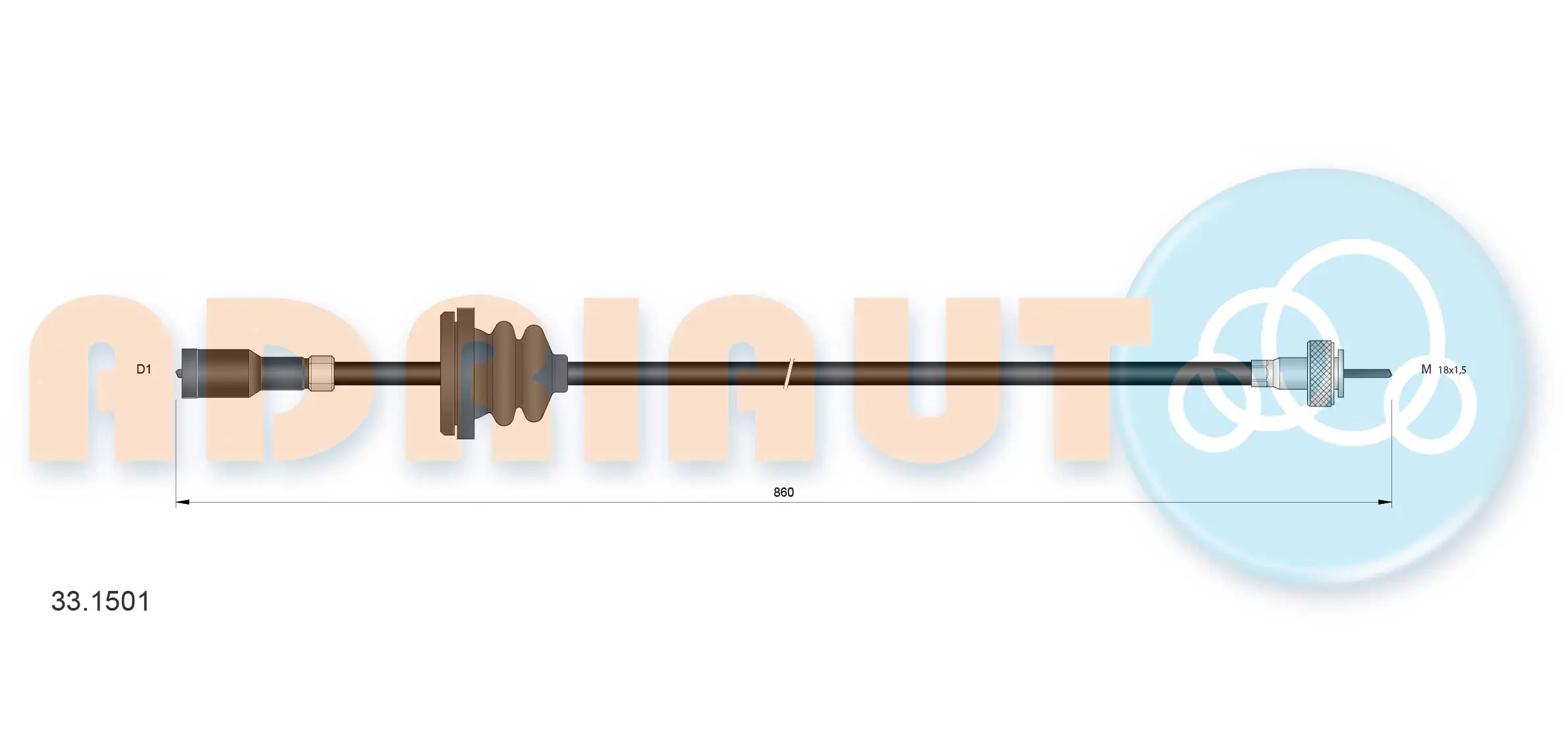 Cabo de acionamento de velocímetro Opel Astra 51, 52, F35, M35