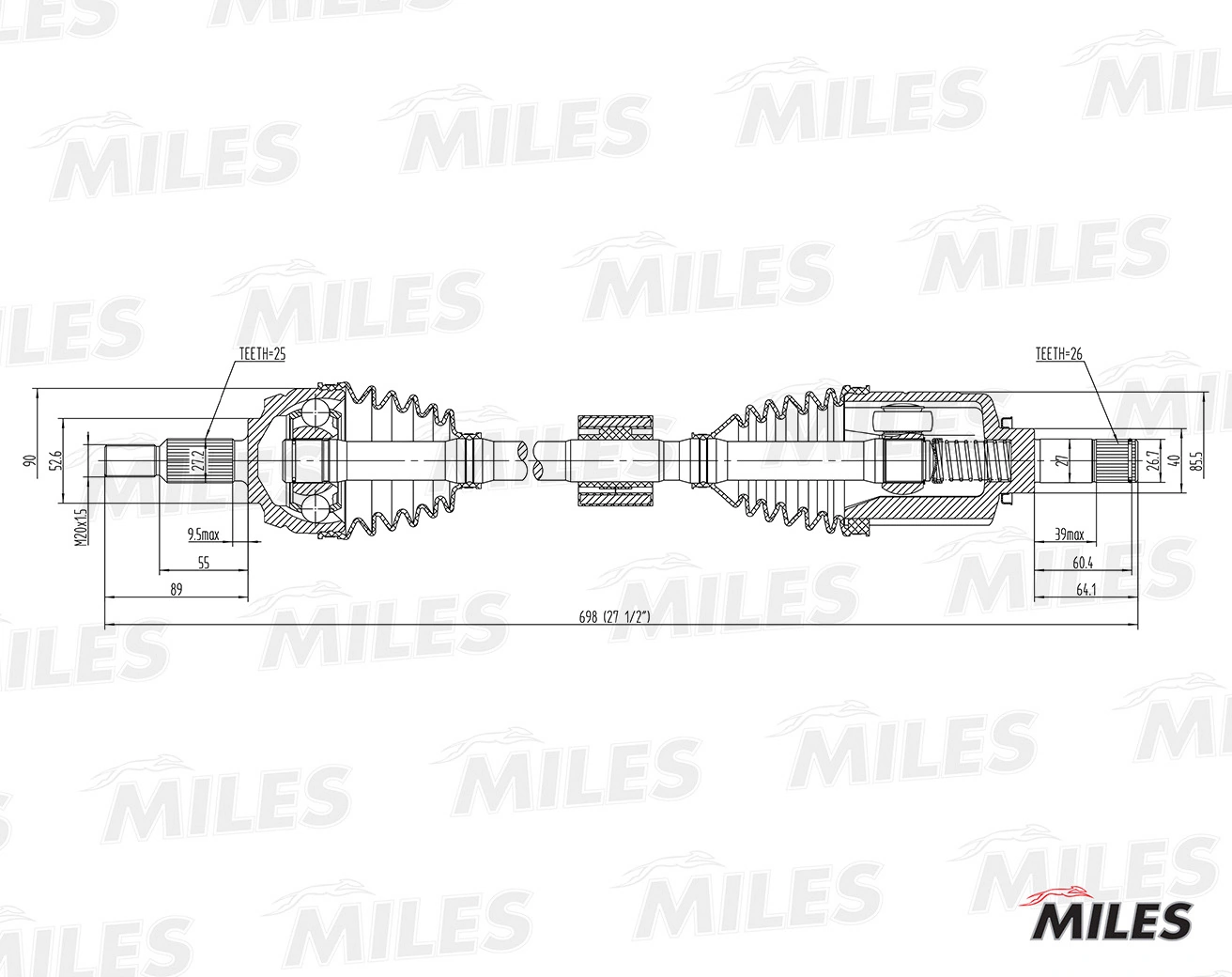 Привод передний левый Miles GC01164 цена, от 96.94 USD