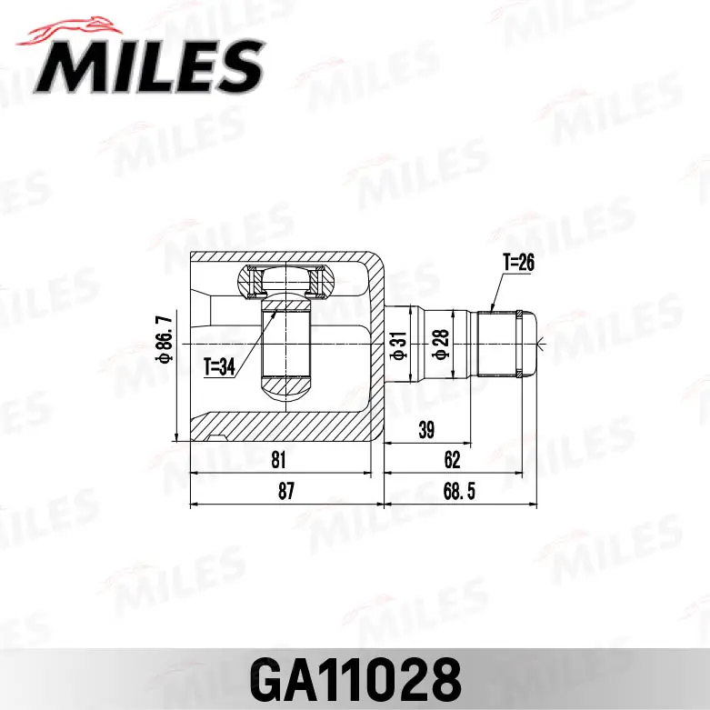GA11028 Miles Граната внутренняя передняя левая