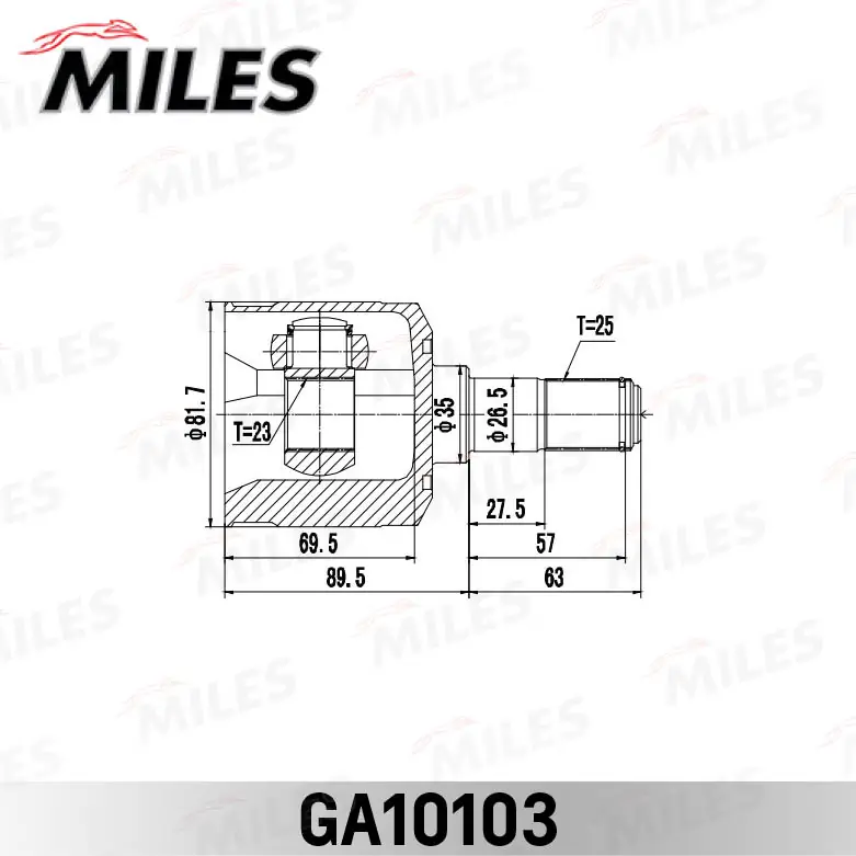 Шарнир угловых скоростей внутренний передний Miles GA10103 цена, от 33.04 USD