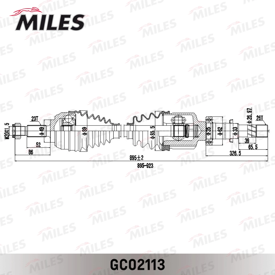 GC02113 Miles Полуось передняя, правая