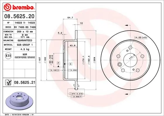 Дисковый тормоз на Toyota Camry IV V20