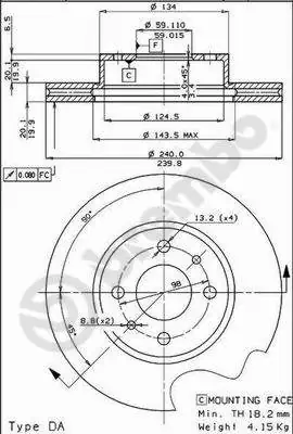 Тормоз дисковый передний Fiat/Alfa/Lancia 46446555 цена, от 33.88 USD