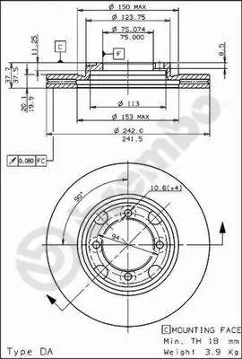 Тормоз дисковый передний Rotinger RT2541 цена, от 31.15 USD