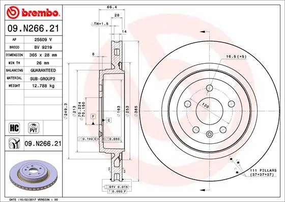 Диск тормозной задний BREMBO 09N26621