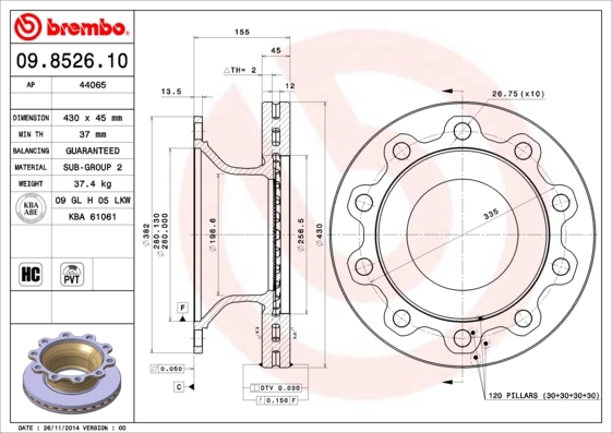 Купить M069018 BPW Диск тормозной задний