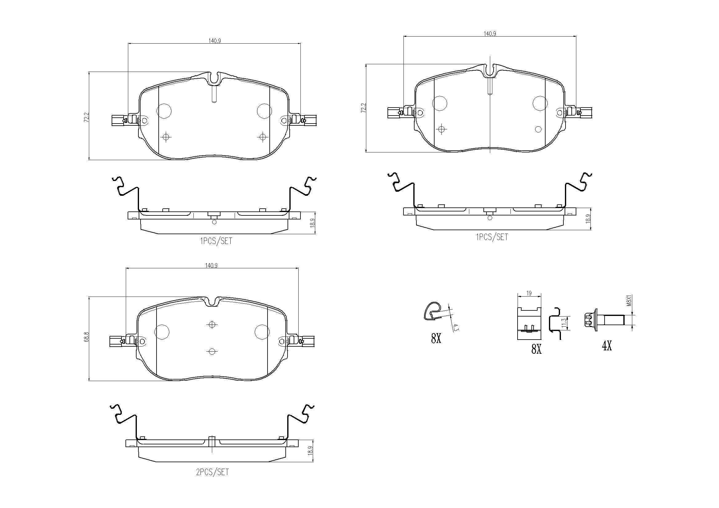 Передние тормозные колодки A0004200004 Mercedes