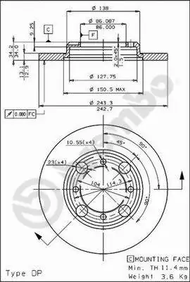 Передний тормозной диск Chrysler MB238076