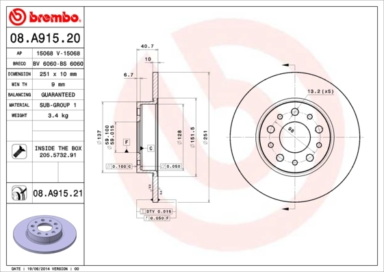 08A91521 Brembo