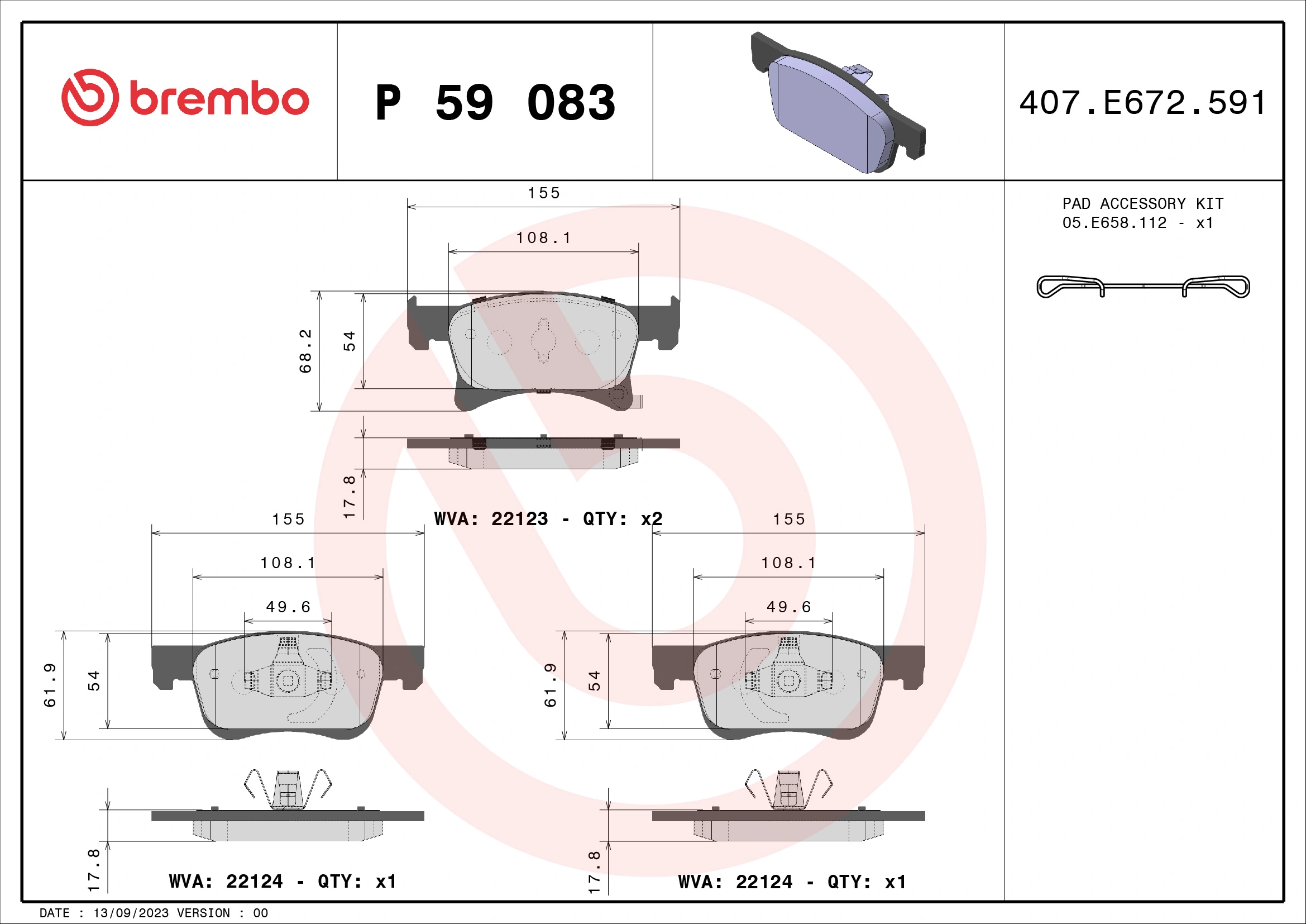 Pastillas de freno delanteras P59083 Brembo