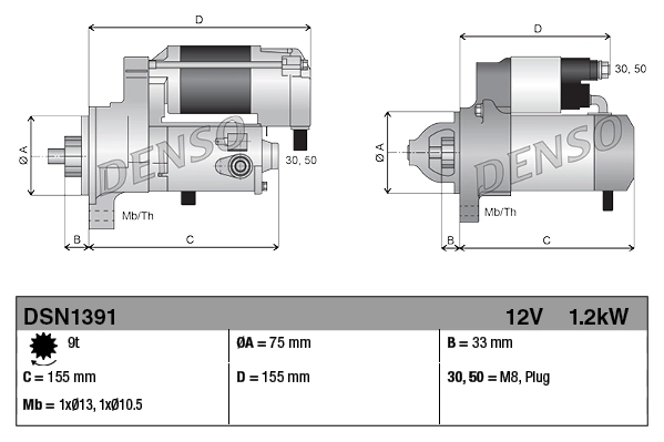 Стартер Denso DSN1391 цена, от 231.38 USD