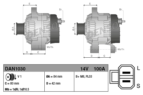 Купить DAN1030 Denso Генератор