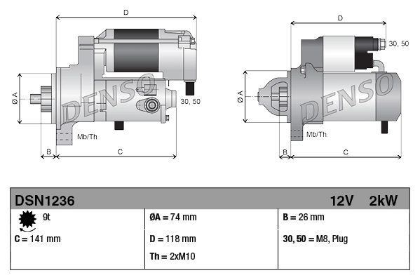 Стартер Denso DSN1236 цена, от 300.02 USD
