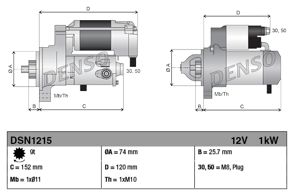 Стартер Denso DSN1215 цена, от 138.09 USD